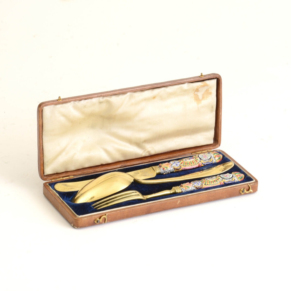 Wiener Biedermeier Silber Besteckset in Lederetui – Bild 3